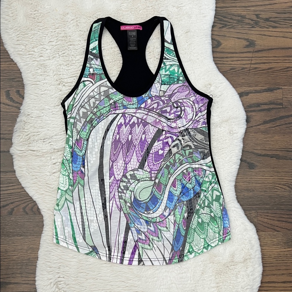 Women’s vibrant sequin pattern tank top size 3-4